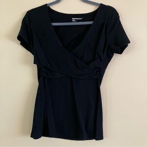 GAP Maternity Black Nursing Wrap V-neck Stretch Top